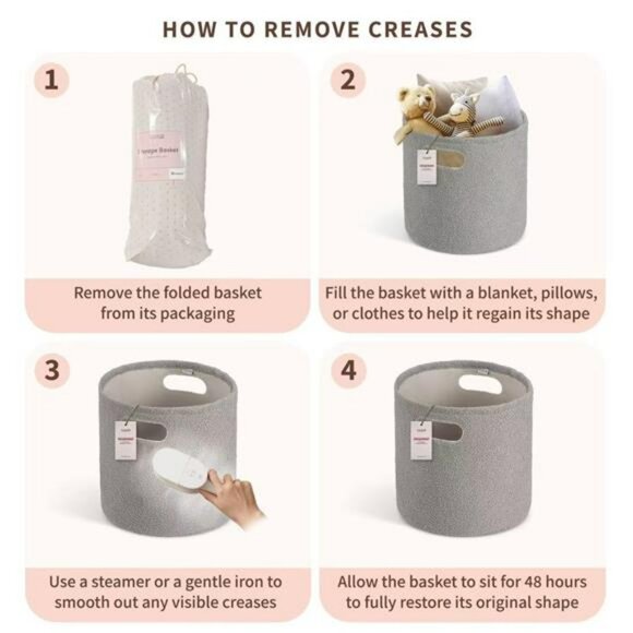 Round storage basket for toys clothes nursery hamper soft fabric kids room bin - Picture 6 of 8